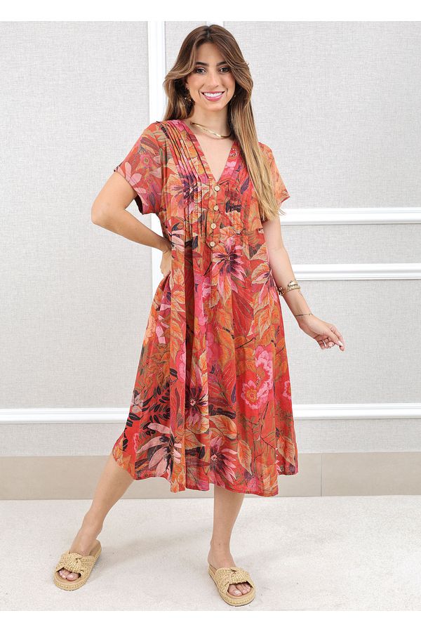 VESTIDO EVELINE TELHA - Loja Linho Italiano