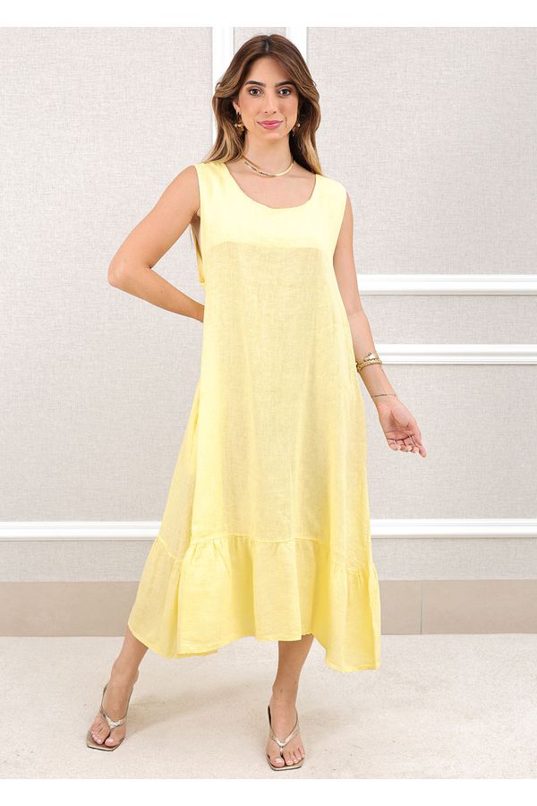 VESTIDO MALU MANTEIGA - Loja Linho Italiano