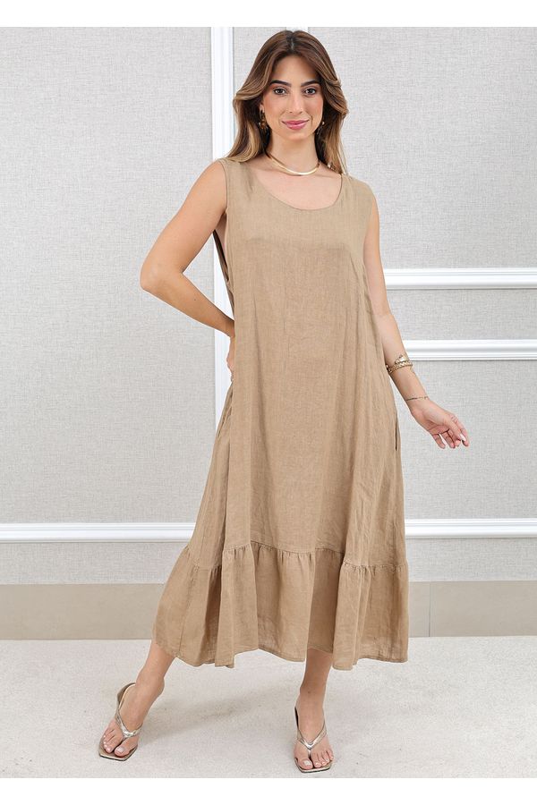 VESTIDO MALU CARAMELO - Loja Linho Italiano