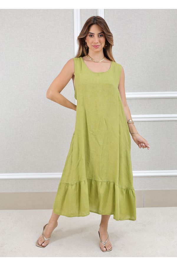 VESTIDO MALU PISTACHE - Loja Linho Italiano