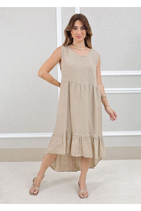 VESTIDO JOICE BEGE - Loja Linho Italiano