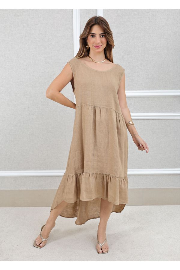 VESTIDO JOICE CARAMELO - Loja Linho Italiano