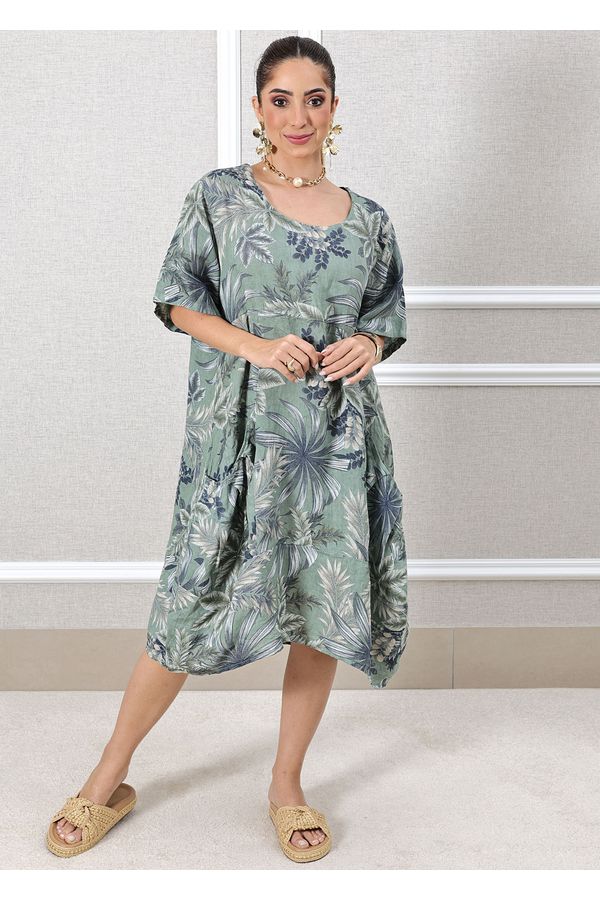 VESTIDO VERÔNICA VERDE MILITAR - Loja Linho Italiano