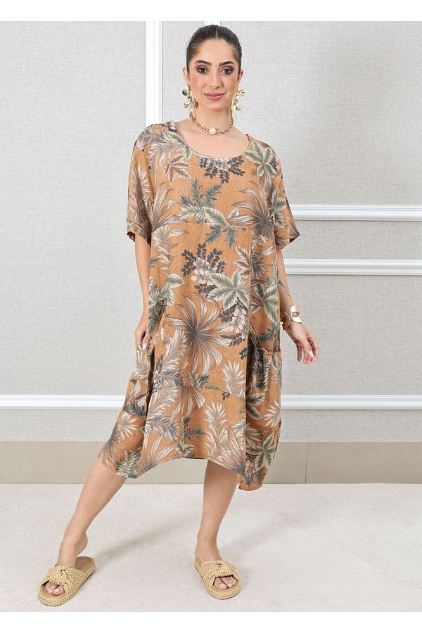 VESTIDO VERÔNICA CARAMELO - Loja Linho Italiano