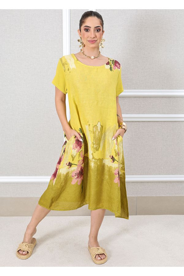 VESTIDO GIOVANA MOSTARDA - Loja Linho Italiano