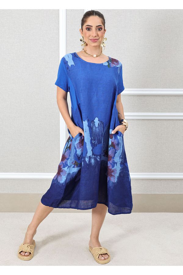 VESTIDO GIOVANA AZUL ROYAL - Loja Linho Italiano