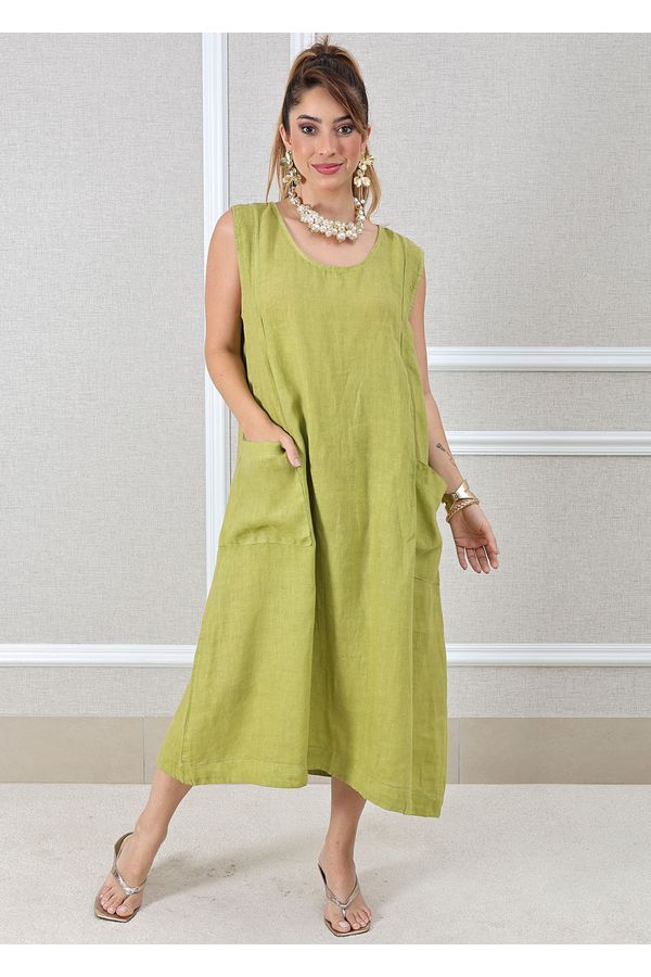 VESTIDO FRANCINE PISTACHE - Loja Linho Italiano