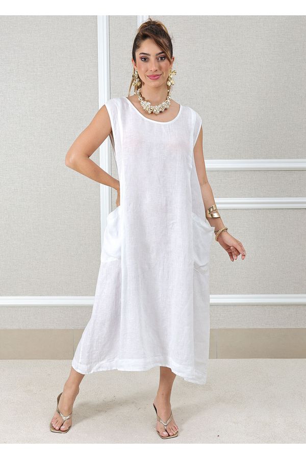 VESTIDO FRANCINE BRANCO - Loja Linho Italiano