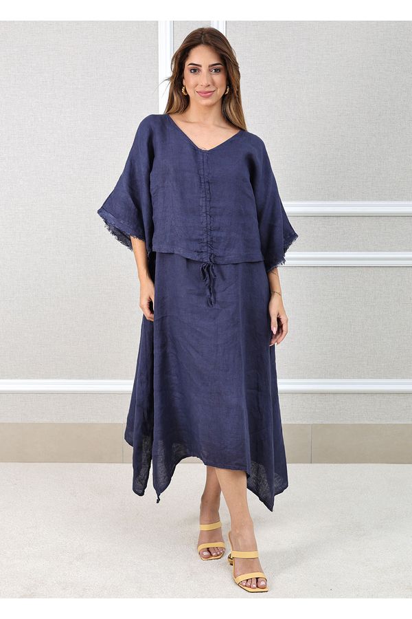 VESTIDO LÚCIA AZUL MARINHO - Loja Linho Italiano