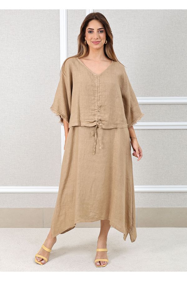 VESTIDO LÚCIA CARAMELO - Loja Linho Italiano
