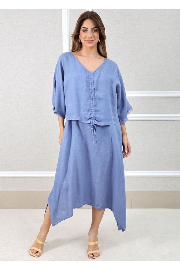 VESTIDO LÚCIA JEANS - Loja Linho Italiano