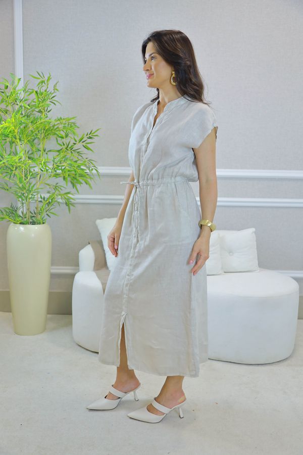 VESTIDO MELISSA BEGE - Loja Linho Italiano