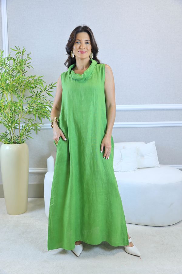 VESTIDO MARJORIE PISTACHE - Loja Linho Italiano