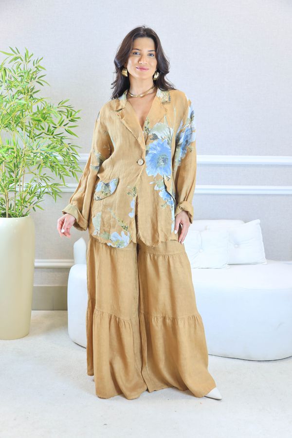 CONJUNTO ABIGAIL CARAMELO - Loja Linho Italiano