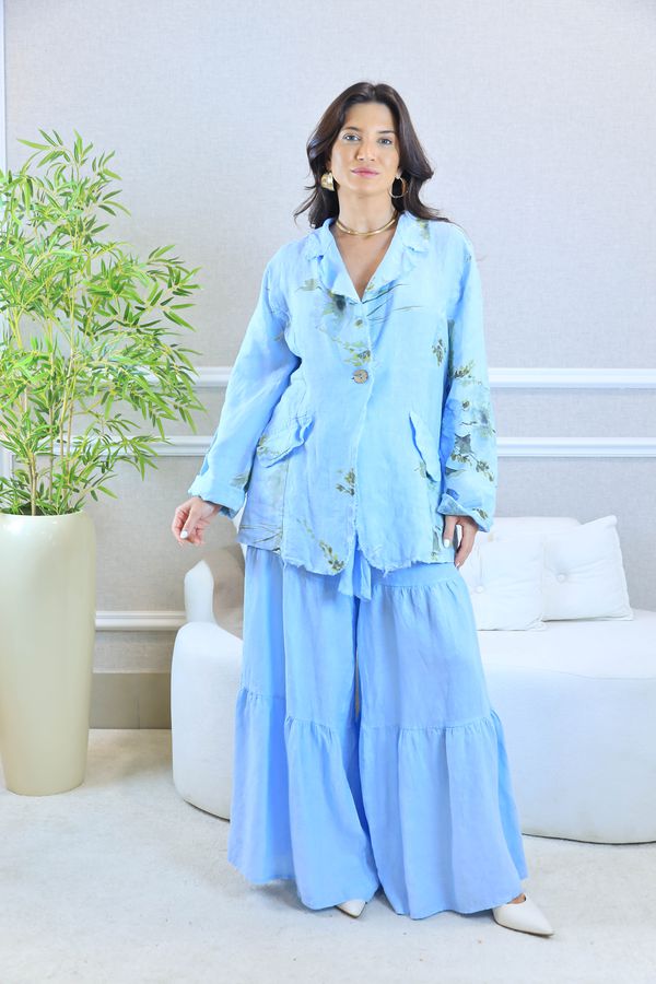 BLAZER ABIGAIL AZUL BEBE - Loja Linho Italiano