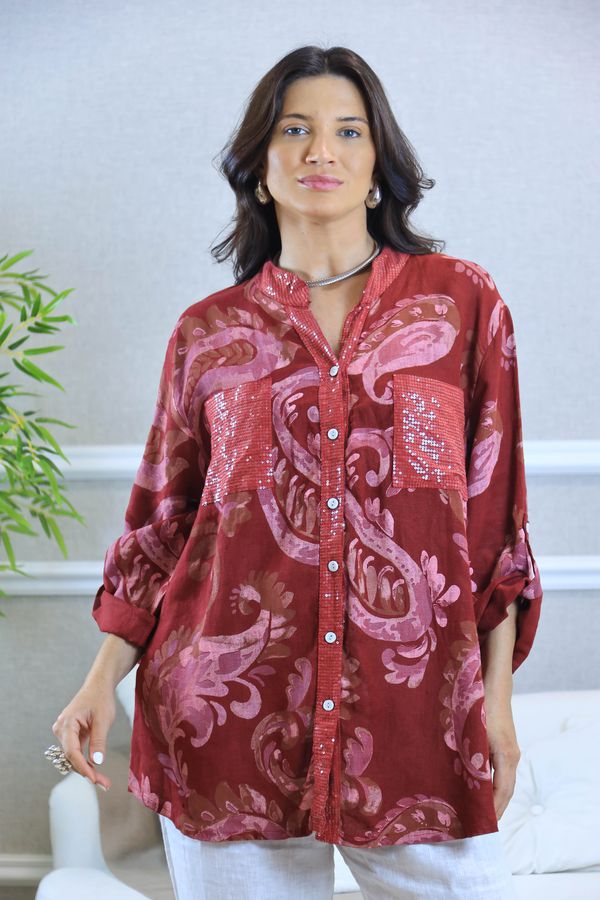 CAMISA ROSANA BORDO - Loja Linho Italiano