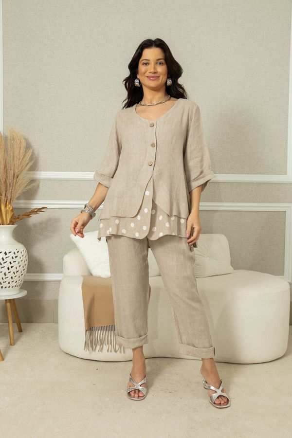 CAMISA IARA CJ BEGE ESCURO - Loja Linho Italiano