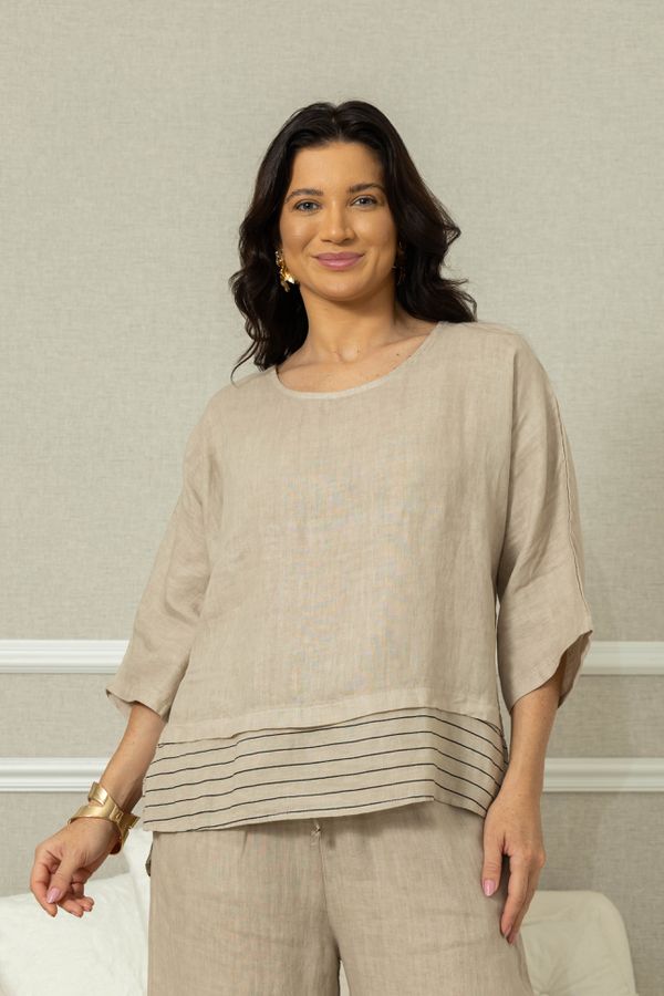 BATA OLGA CJ BEGE ESCURO - Loja Linho Italiano