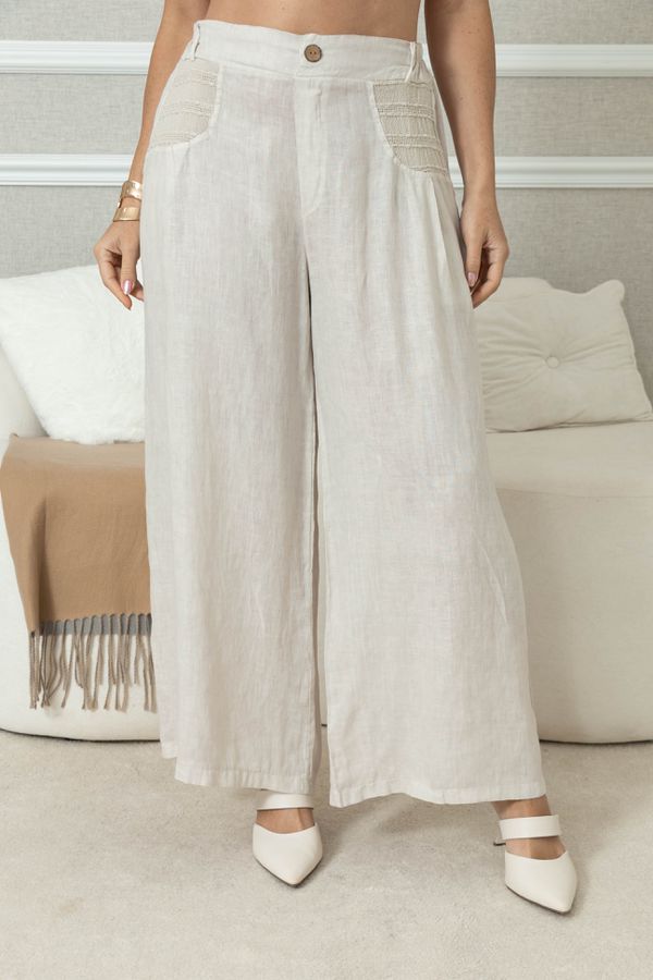 CALÇA BRUNA BEGE - Loja Linho Italiano