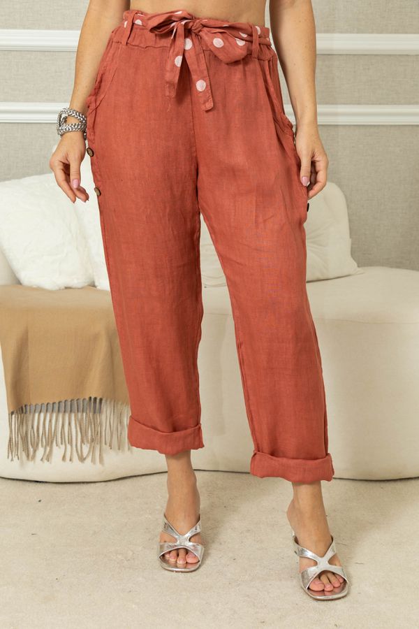 CALÇA IARA CJ GOIABA - Loja Linho Italiano