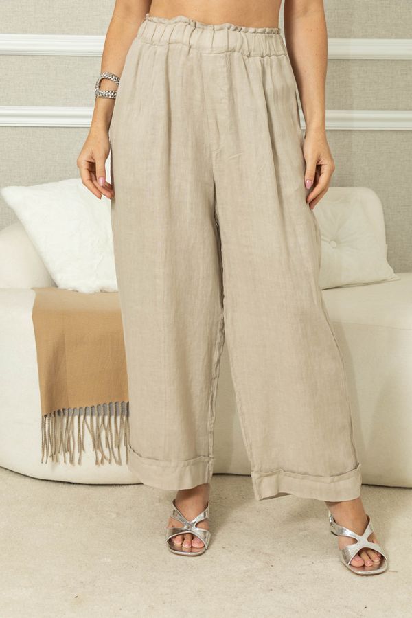 CALÇA JHENIFER BEGE ESCURO - Loja Linho Italiano