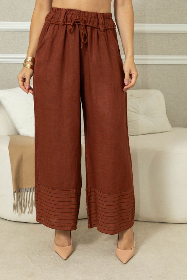 CALÇA OLGA CJ TELHA - Loja Linho Italiano