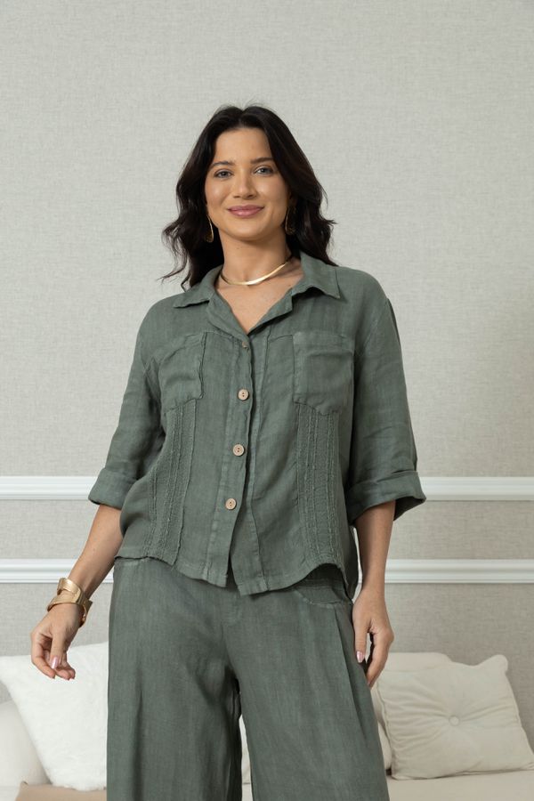 CAMISA BRUNA MILITAR - Loja Linho Italiano