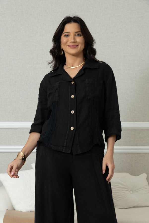 CAMISA BRUNA PRETO - Loja Linho Italiano