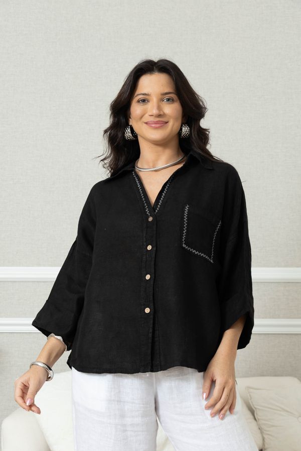 CAMISA CANDURA PRETO - Loja Linho Italiano