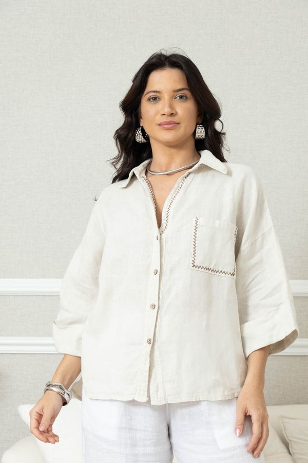 CAMISA CANDURA BEGE - Loja Linho Italiano