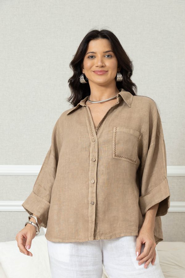 CAMISA CANDURA CARAMELO - Loja Linho Italiano