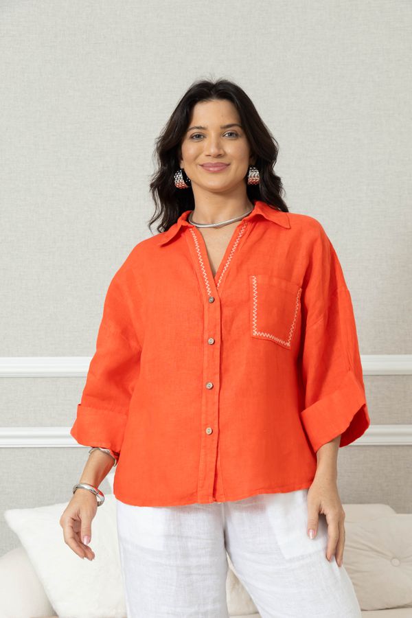 CAMISA CANDURA CORAL - Loja Linho Italiano