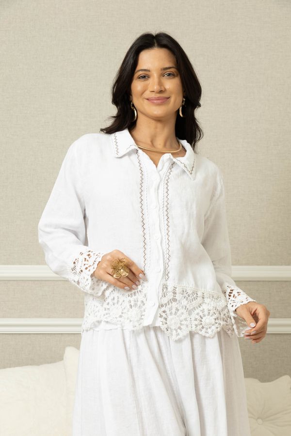 CAMISA LINA CJ BRANCO - Loja Linho Italiano