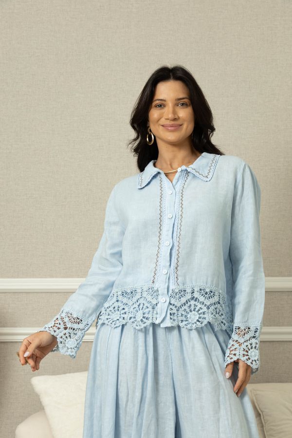 CAMISA LINA CJ AZUL BEBE - Loja Linho Italiano