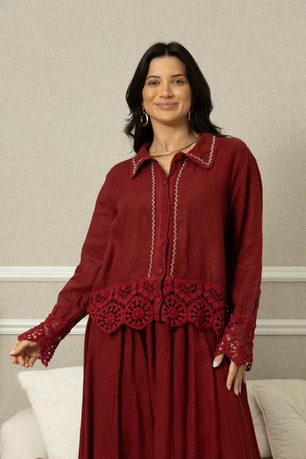 CAMISA LINA CJ BORDO - Loja Linho Italiano