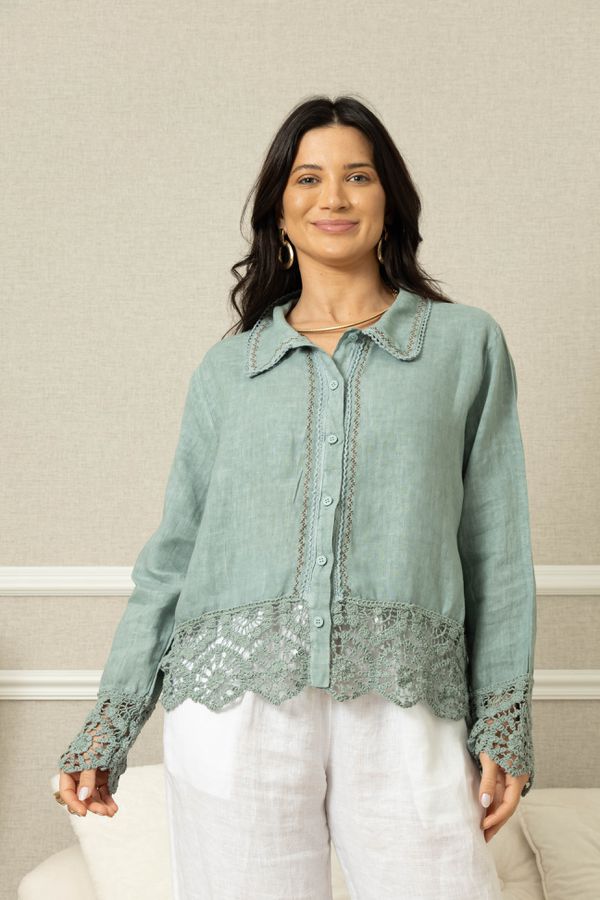 CAMISA LINA CJ MENTA - Loja Linho Italiano