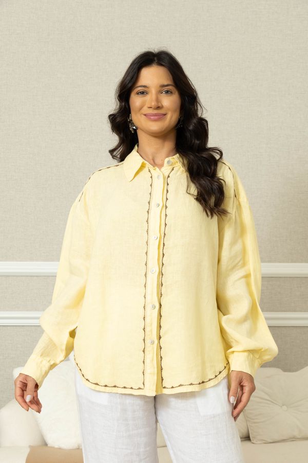 CAMISA LINDA LUZ MANTEIGA - Loja Linho Italiano