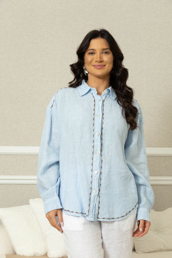 CAMISA LINDA LUZ AZUL BEBE - Loja Linho Italiano