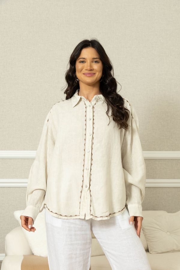 CAMISA LINDA LUZ BEGE - Loja Linho Italiano