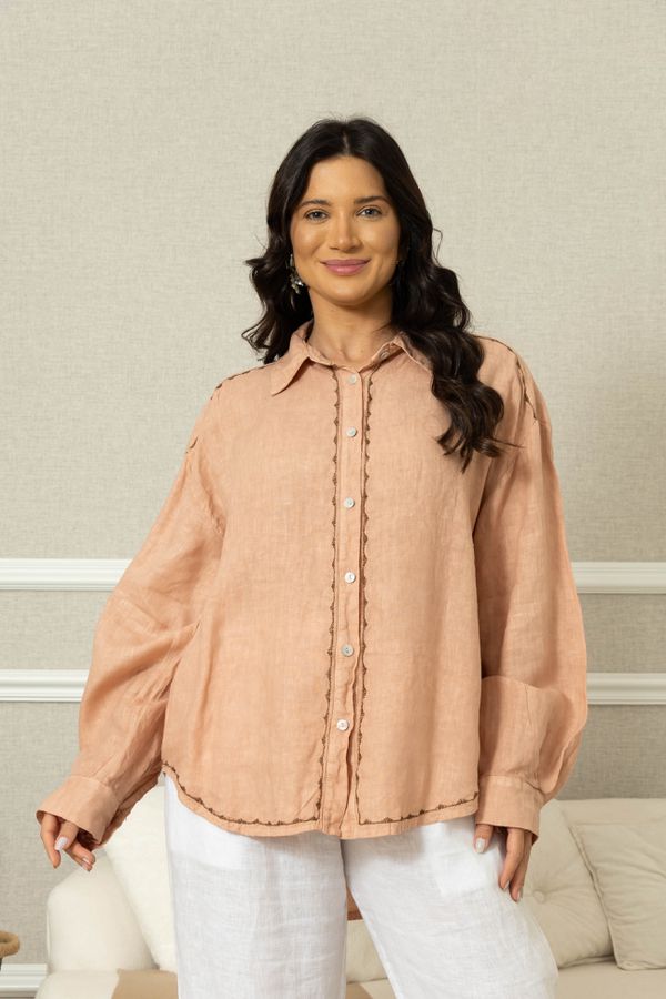 CAMISA LINDA LUZ PESSEGO - Loja Linho Italiano