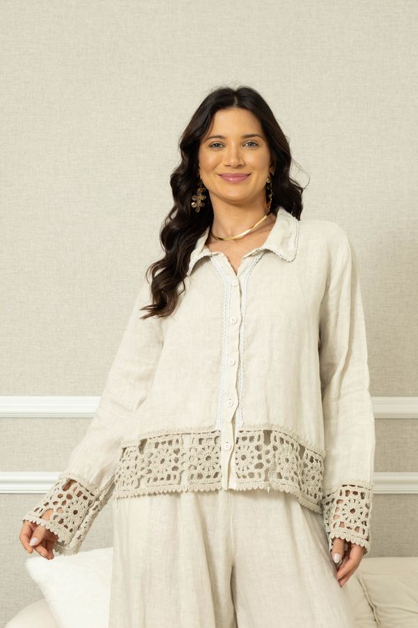 CAMISA LÓTUS CJ BEGE - Loja Linho Italiano