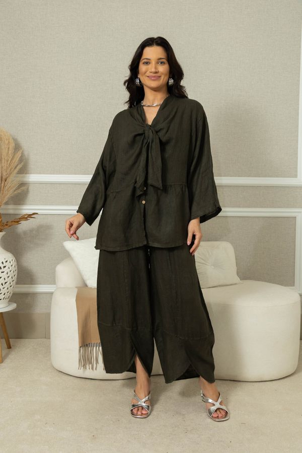 Camisa Milka Linho CJ MILITAR ESCURO - Loja Linho Italiano