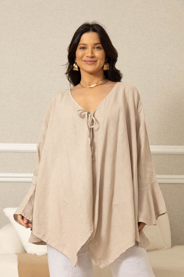 CASAQUETO LOURDES BEGE - Loja Linho Italiano