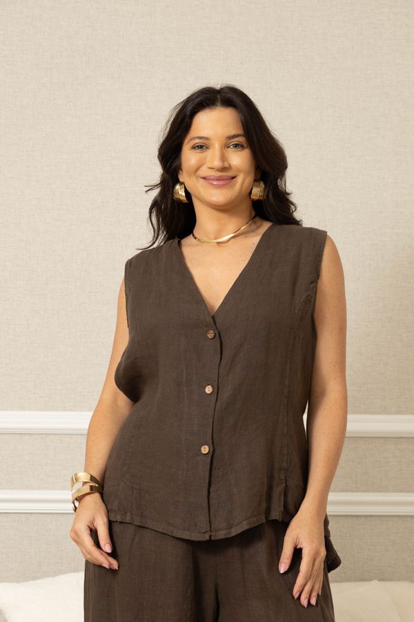 COLETE ANDREA MARROM - Loja Linho Italiano