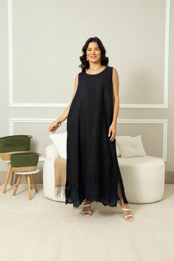 VESTIDO PUREZA MARINHO - Loja Linho Italiano