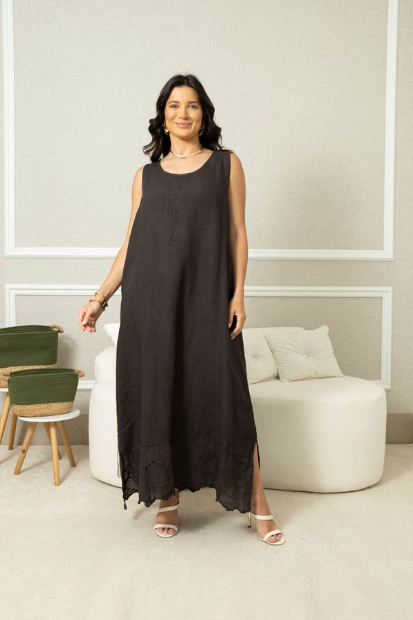 VESTIDO PUREZA MARROM - Loja Linho Italiano