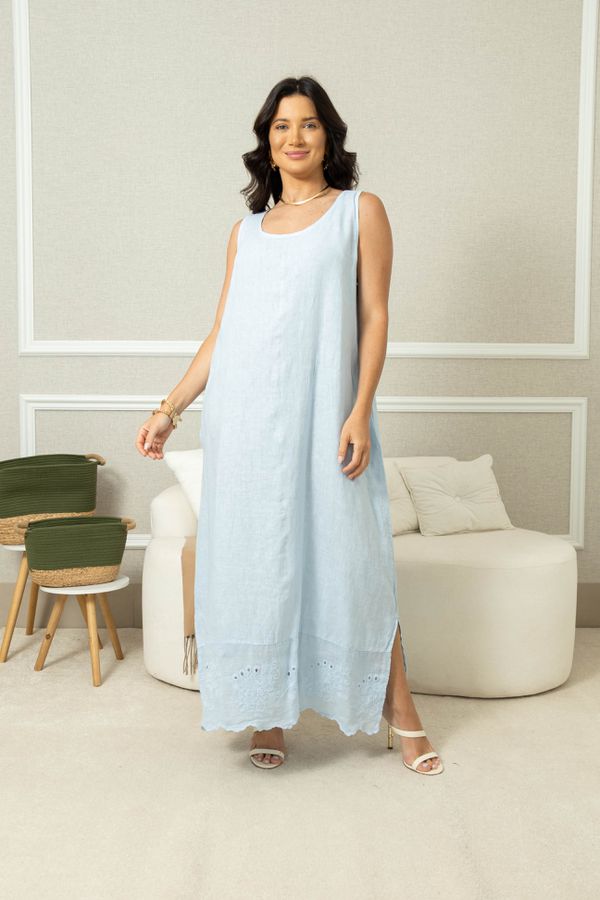 VESTIDO PUREZA AZUL BEBE - Loja Linho Italiano