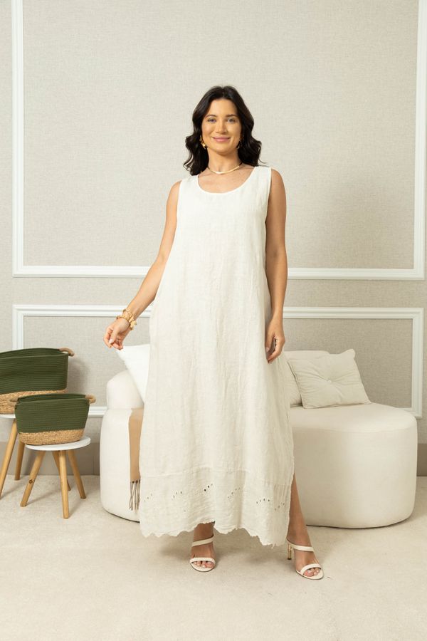 VESTIDO PUREZA BEGE - Loja Linho Italiano