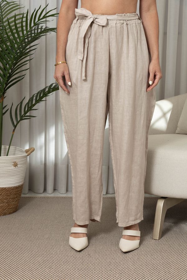 CALÇA CINTIA BEGE - Loja Linho Italiano