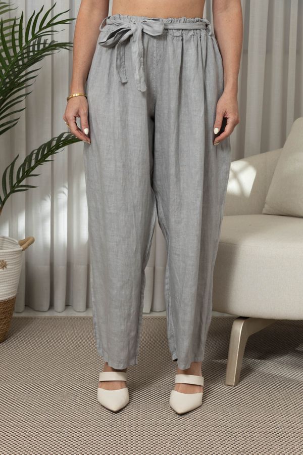 CALÇA CINTIA CINZA - Loja Linho Italiano